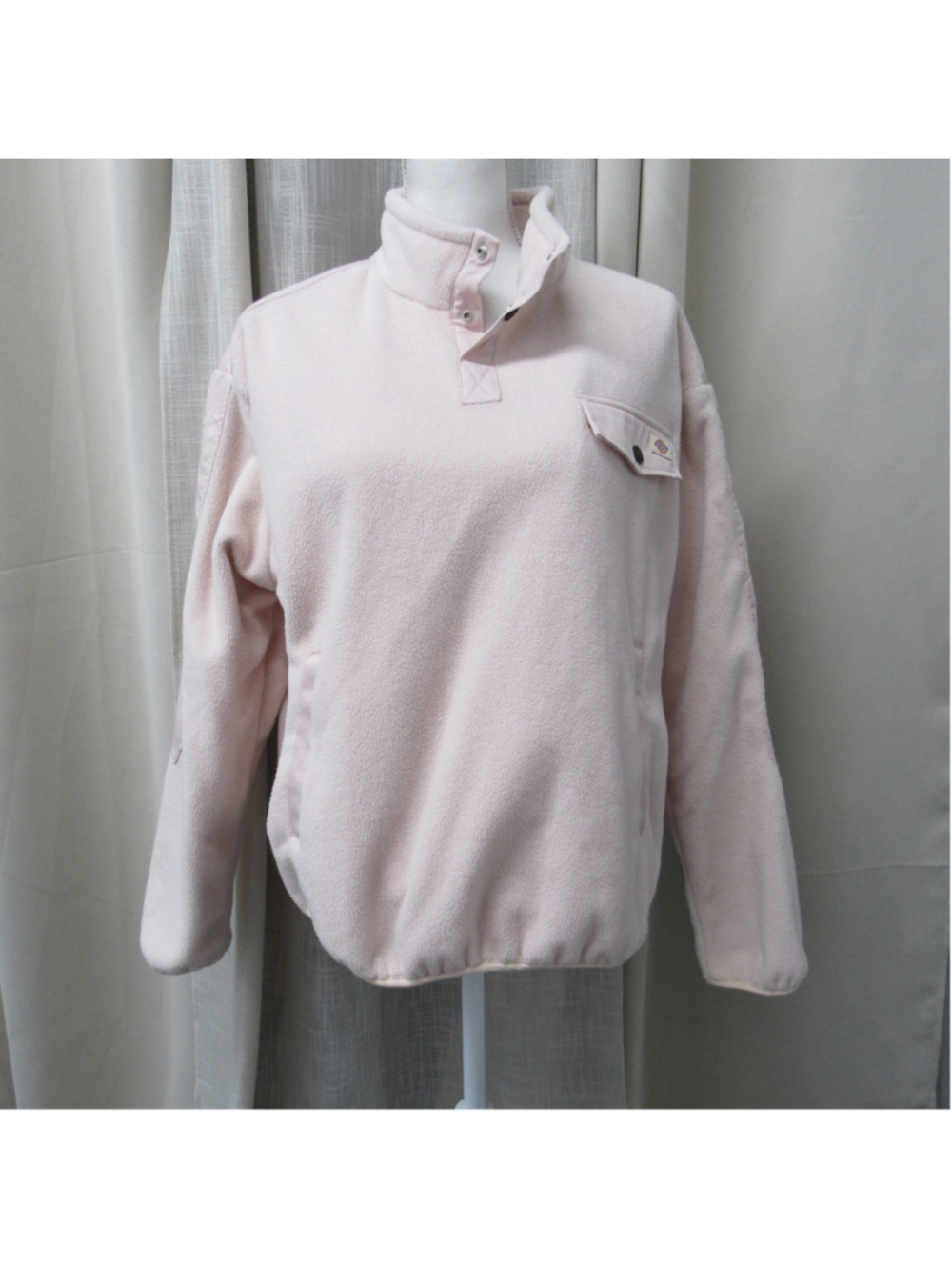 Dickies Port Allen Fleece Pullover Jacket Pink Snap Button XL